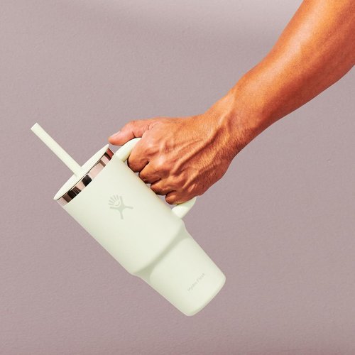 Hydro Flask Travel Tumbler with Handle, Lid and Straw - Insulated Stainless Steel in 24 Oz Indigo