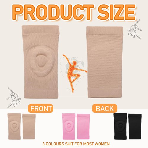 Soulchen 3 Pairs Figure Ice Skating Knee Pads for Women Cushion and Support Silicone Knee Cap for Ice Skating (Medium)