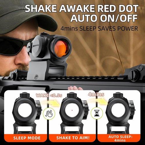 Motion Awake 2MOA Red Dot Sight - 11 Brightness Settings | IPX7 Waterproof & Shockproof, 50000H Battery Life
