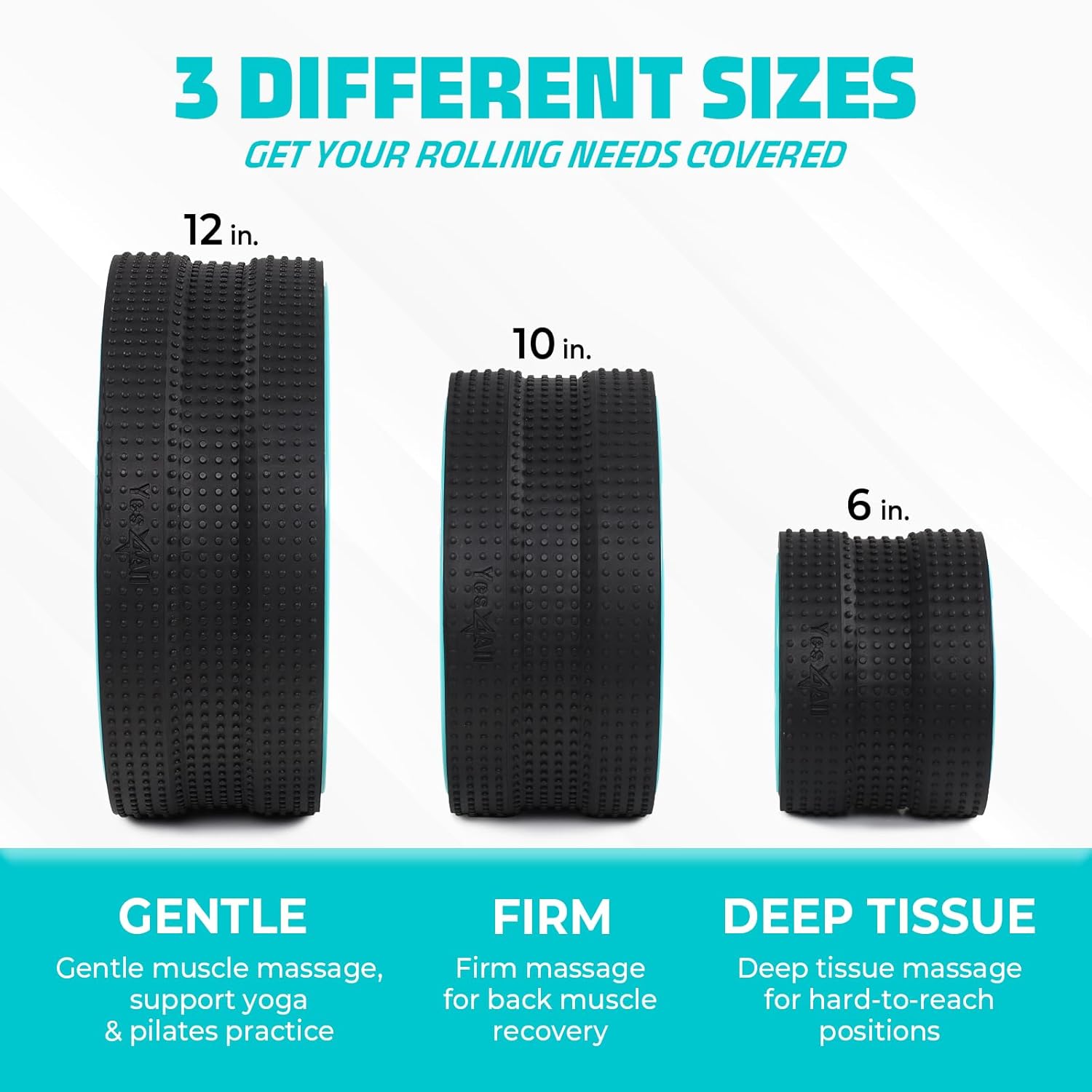 Yes4All Yoga Wheel Roller - 500 lb Capacity Back Cracker for Comfort in Hips & Neck | 6”/10”/12” Sizes Available