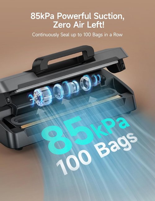 HiCOZY Vacuum Sealer - Powerful Heat Sealer with 7 Automatic Modes & Compact Design | Includes 10 Bags & Cutter
