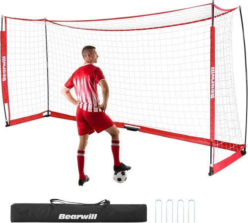 Bearwill Soccer Goal - 12X6FT Portable Soccer Net with Easy Setup & Upgraded Collapsible Base | Ideal for Backyard Practice