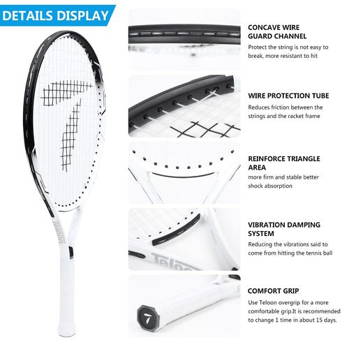 Kid Tennis Rackets (23, Black-White)