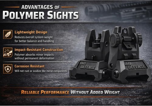 IMI Defense Flip Up Iron Sights - Durable Polymer Front & Rear Dual Aperture Sights | Black