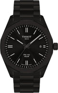 Tissot PRC 100 Solar Watch for Men - Black PVD Dial, 39mm, Stainless Steel Bracelet, Solar Quartz Movement