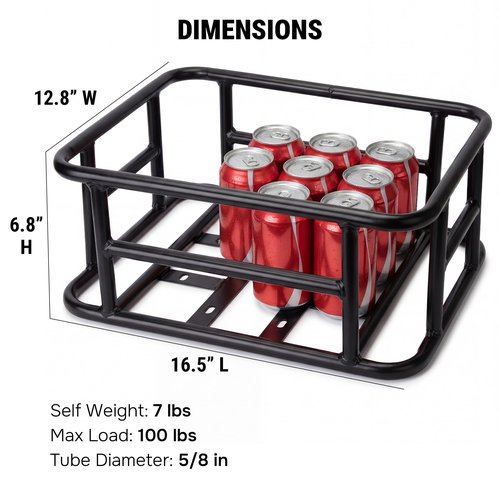 Electric Bike Rear Basket Heavy Duty Steel Frame with Net and Liner, RoakyRoasy 23L Large Capacity Back Rack Mounted Cargo Carrier for Ebike, Superior Deformation Resistance