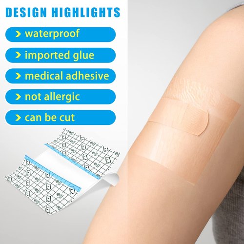 Nuanchu 60 Pcs Tattoo Aftercare Bandage Transparent Film Dressing Second Skin Tattoo Cover Transparent Bandages Waterproof Patch Stretch for Tattoos Swimming