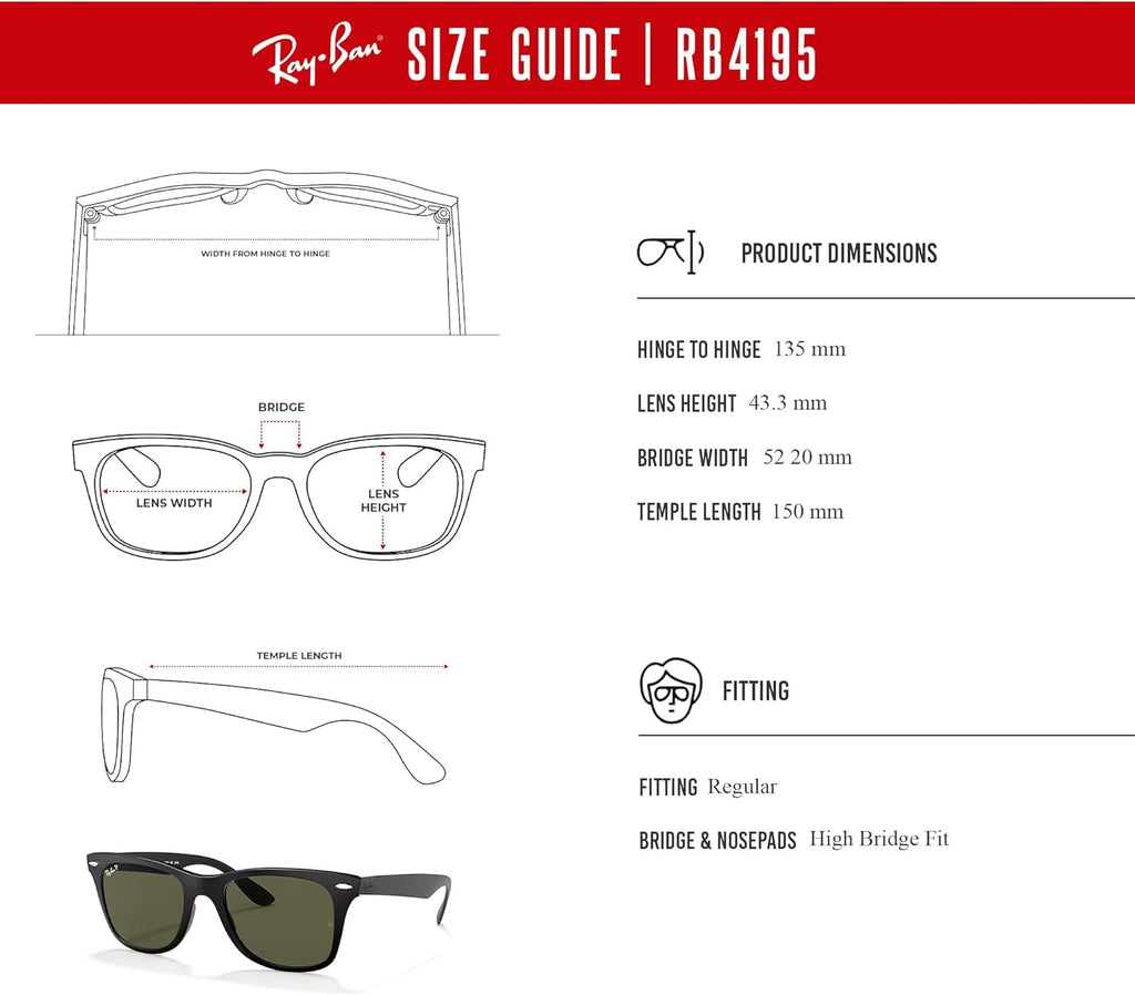 Ray-Ban RB4195 Wayfarer Liteforce Square Sunglasses for Men - Includes Accessory Eyewear Kit