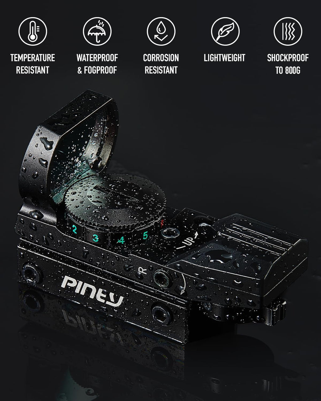 PINTY Red Dot Sight - Reflex Sight with Red/Green Dot & Multiple Reticles for Pistol/Rifle
