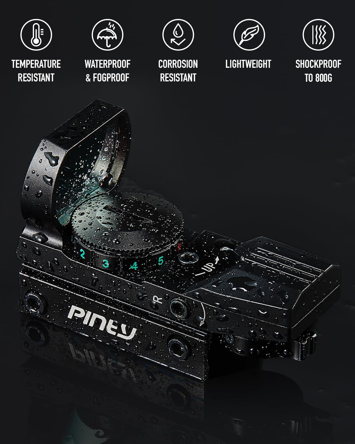 PINTY Red Dot Sight - Reflex Sight with Red/Green Dot & Multiple Reticles for Pistol/Rifle
