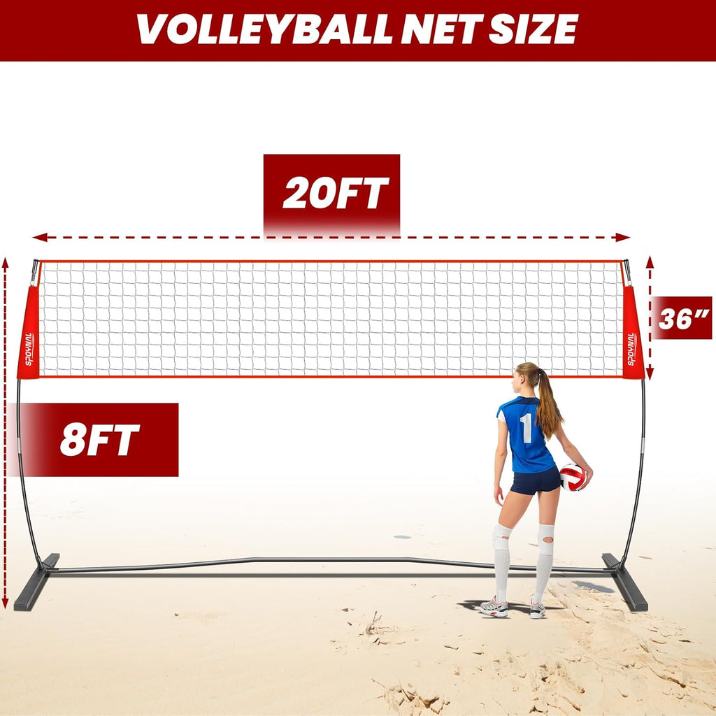 Skiennix Portable Volleyball Net - Adjustable Height Freestanding Set for Indoor/Outdoor Use - 12FT/20FT with Carry Bag