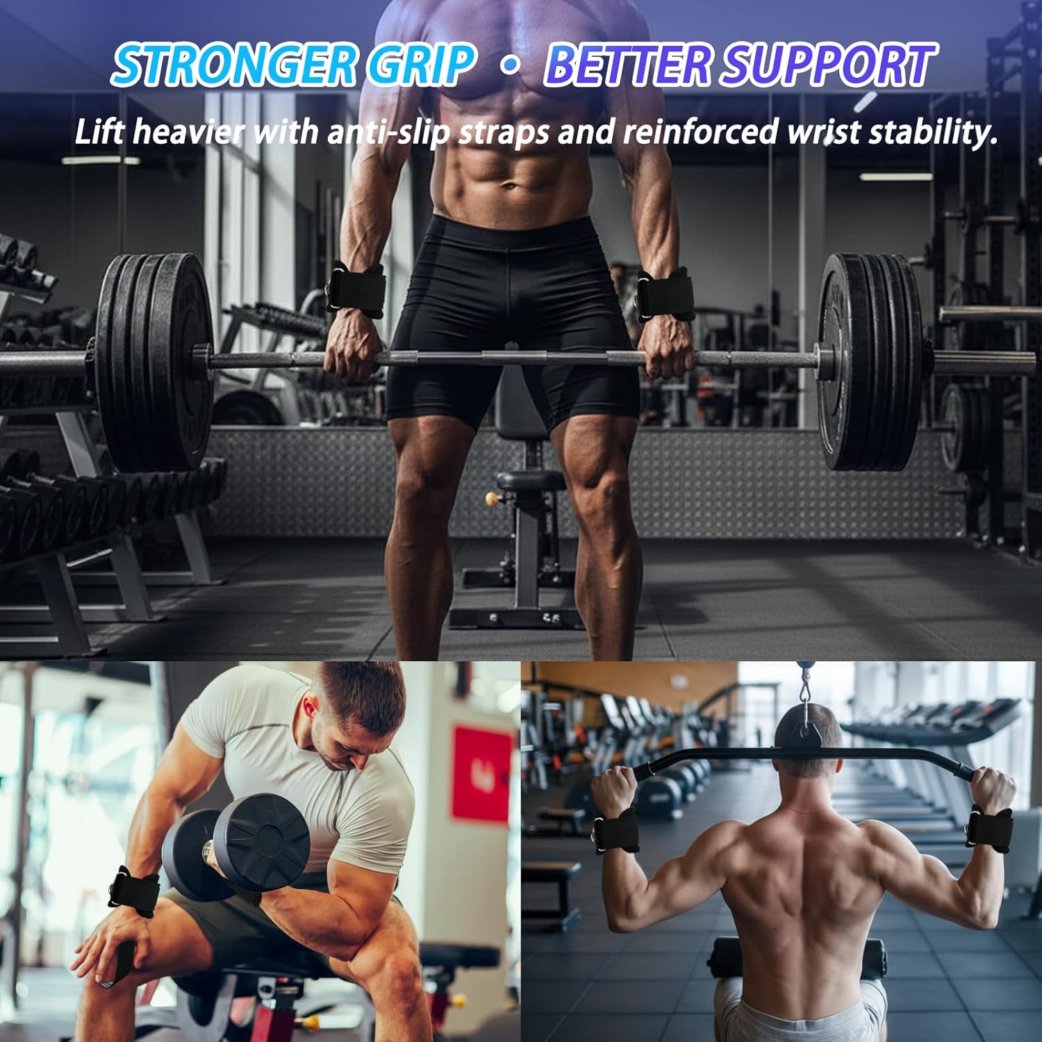 Skiennix Non-Slip Lifting Straps - Durable Wrist Cuffs for Weightlifting | Double D-Ring Design
