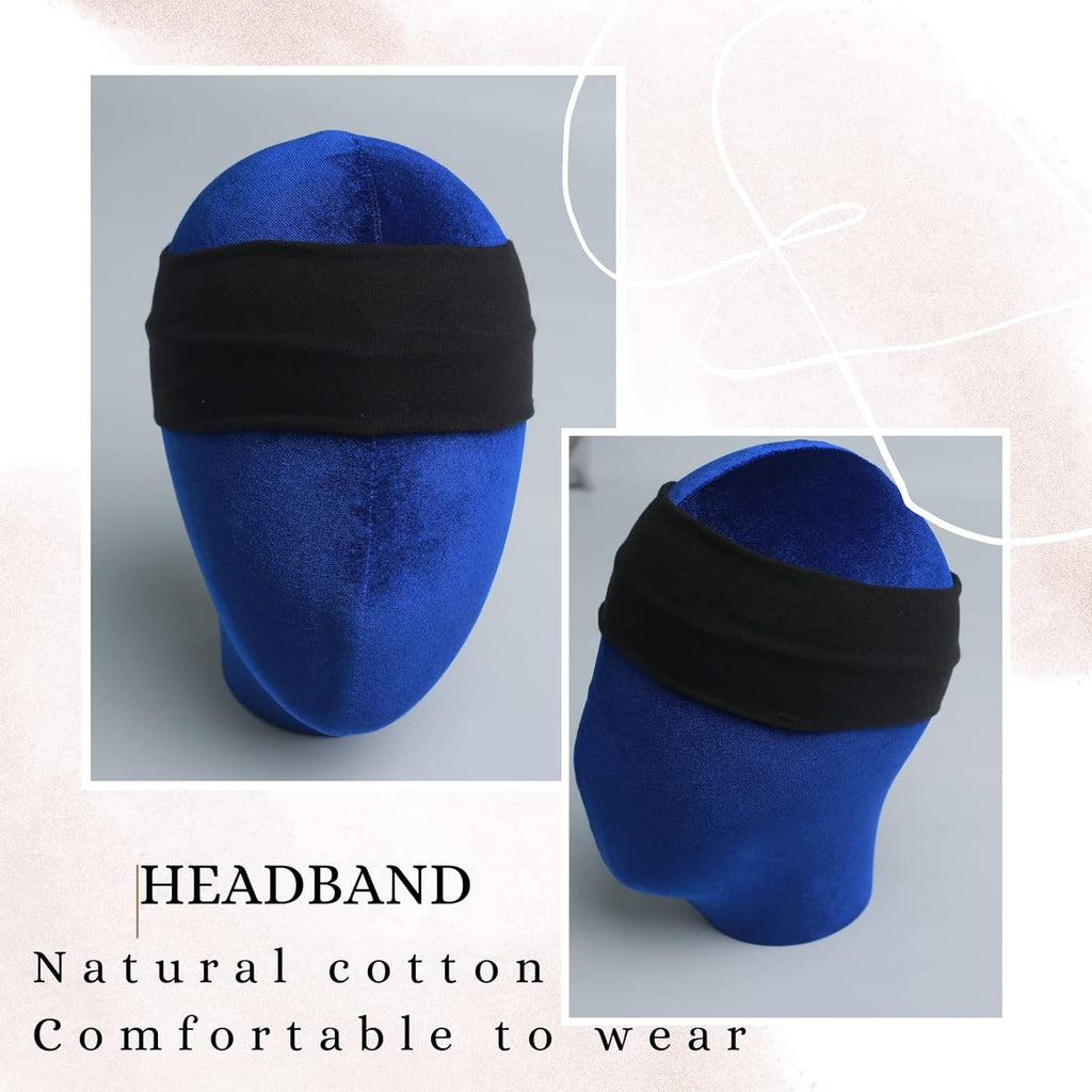Skiennix 6 Pcs Black Cotton Headbands - Non-Slip, Stretchy Hair Accessories for Women
