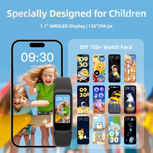 AGTPEK Kids Fitness Tracker Watch with Parent-Child Task & Reward System, Ultra-Lightweight Activity Tracker with Calorie Step Counter, Heart Rate & Sleep Monitor for Boys Girls 6-12 (Black)