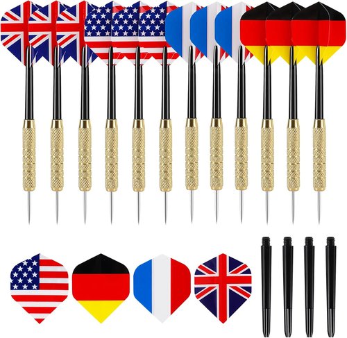 Accmor 12-Piece Steel Tip Darts Set - 18g Professional Metal Darts with Extra Shafts & Flights