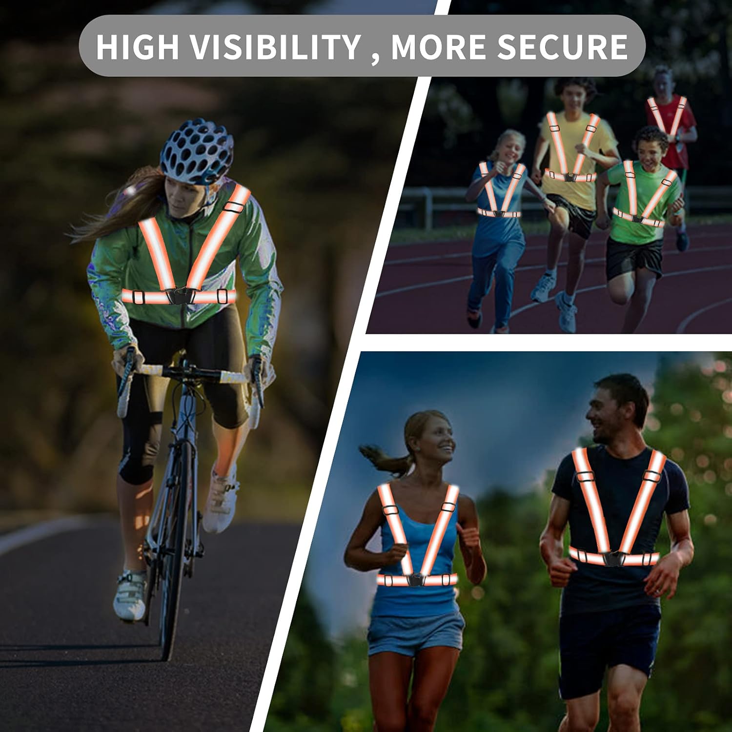 Skiennix Reflective Running Vest - High Visibility Safety Straps for Enhanced Protection | Lightweight Design