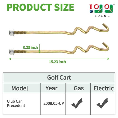 10L0L Golf Cart Battery Hold Down Rods Kit for Club Car Precedent 2008.5 & Up OEM#103374801 103357701