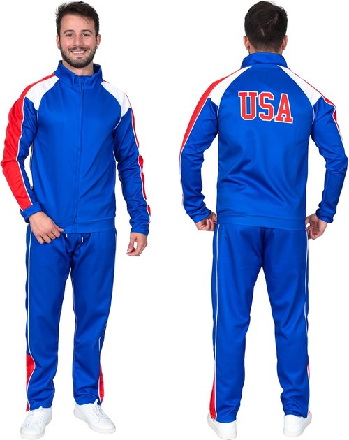 Beer Fest USA Tracksuit Jacket & Pants - Blue & Red Halloween Costume Cosplay
