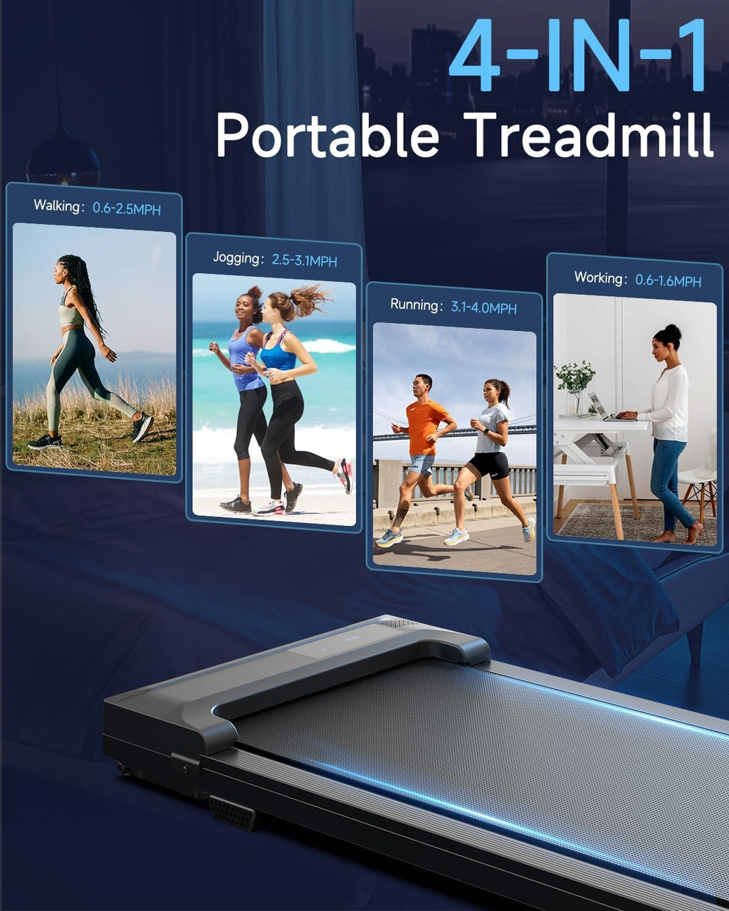Walking Pad Treadmill - Compact Under Desk Mini Electric Running Machine with Adjustable Speed
