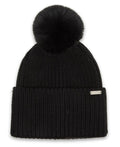 Steve Madden Wide Cuff Beanie with Pom, Black