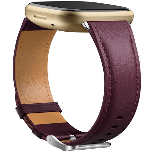GEAK Leather Band Compatible with Fitbit Sense Bands/Fitbit Versa 3/Versa 4 Bands for Woman Men, Top Grain Genuine Leather Strap Wristband for Fitbit Versa 3/Versa 4/Sense Smartwatch, Wine Red