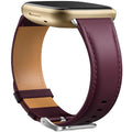 GEAK Leather Band Compatible with Fitbit Sense Bands/Fitbit Versa 3/Versa 4 Bands for Woman Men, Top Grain Genuine Leather Strap Wristband for Fitbit Versa 3/Versa 4/Sense Smartwatch, Wine Red