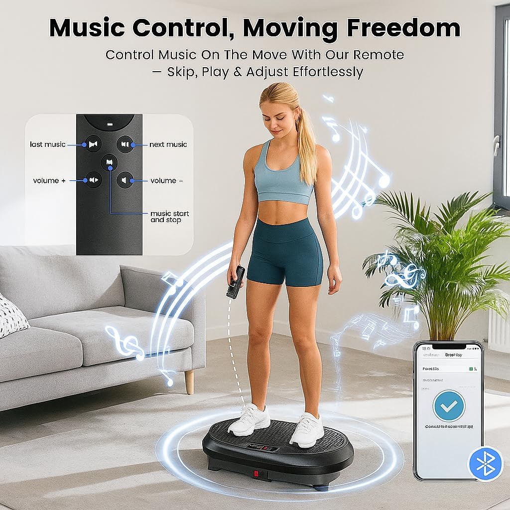 Vibration Plate Exercise Machine, Vibrating Fitness Platform for Lymphatic Drainage, Full Body Shaker Workout Equipment, Bluetooth Power Shaping Vibrate Plate, Board Sport for Home Exercise Gym