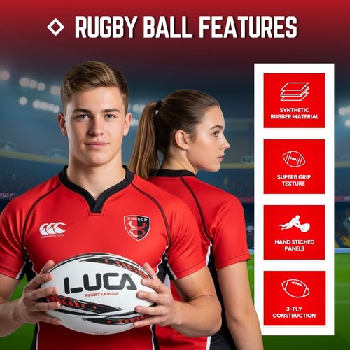 LUCA Rugby Ball - Hand-Stitched Super Grip Training Ball | Durable 3-Ply Waterproof | Youth & Adult Sizes 4 & 5