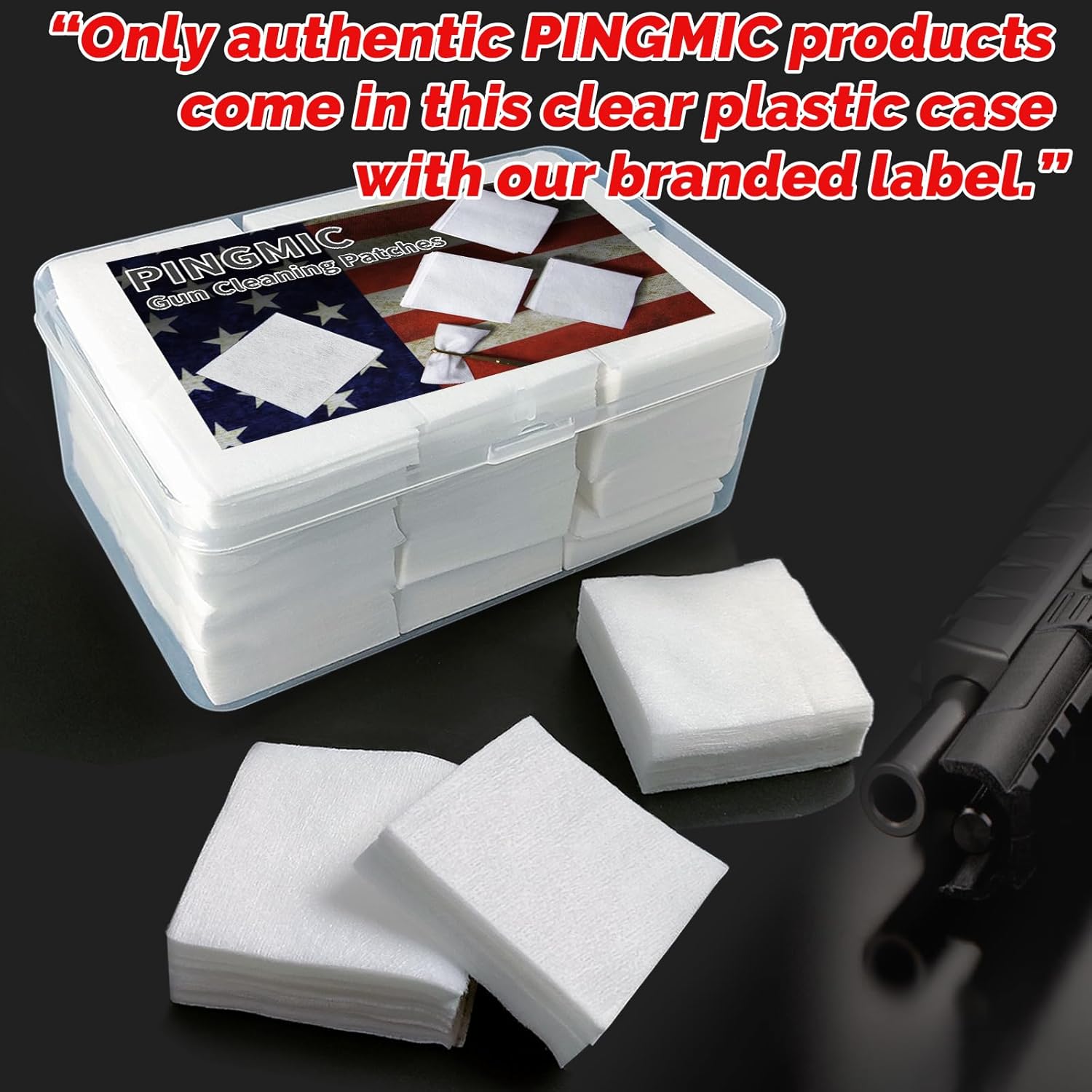 PINGMIC Gun Cleaning Patches - Highly Absorbent Lint-Free Cloth for .22 to .45 Cal & 5.56/9mm | 1800/1400/600 Count