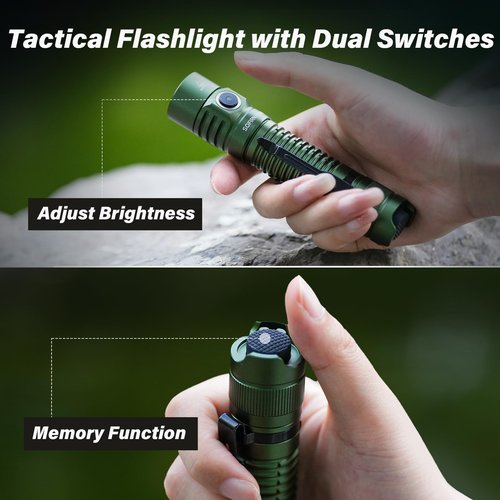Sofirn SP31 V3.0 Pocket Flashlight with High CRI 519A Neutral White LED, Rechargeable IPX8 Waterproof Flashlight, Protect Eyesight and Improve Focus for High-efficiency Work and Outdoor Sports (Green)
