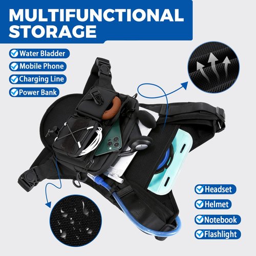 Criuage USA Original Patent Running Hydration Vest Backpack, Lightweight Chest Pack with 2.0L Water Bladder Bag Daypack for Hiking Running Cycling Race Marathon for Women Men (Black V2, Standard)