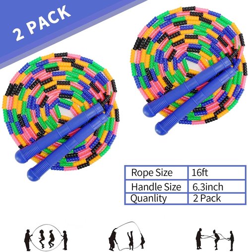Dutch Jump Rope - 16 FT Adjustable Beaded Skipping Rope for Kids & Adults | Perfect for Outdoor Fitness