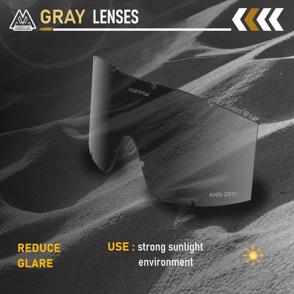 SK10 Airsoft Goggles Replacement Lens - ANSI Z87.1 Certified, Anti-Fog & Impact Resistant