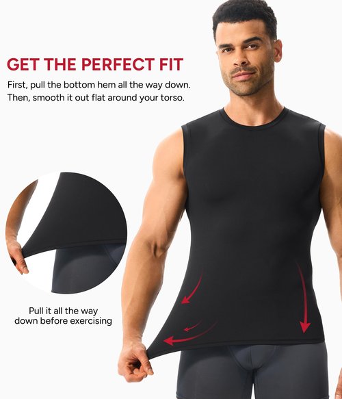 Nebility Mens Compression Shirt Tank Top Slimming Undershirt Workout Quick Dry Athletic Sleeveless Tummy Body Shaper - Black,X-Large