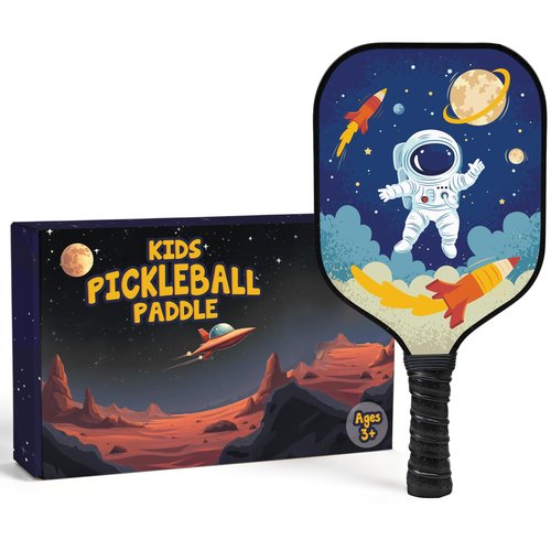 Dany x Kevin Kids Pickleball Paddle – Astronaut & Galaxy Design for Ages 3–12 | Lightweight Fiberglass (0.37 lbs) | Small, Comfy Grip | Fun Beginner Gift for Boys, Girls, Toddlers & Youth