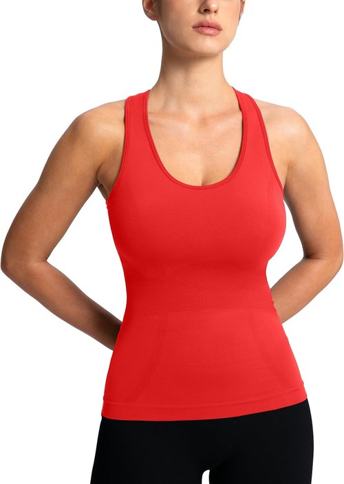 MathCat Racerback Tank Tops for Women - Seamless Padded Athletic Yoga & Running Camisole