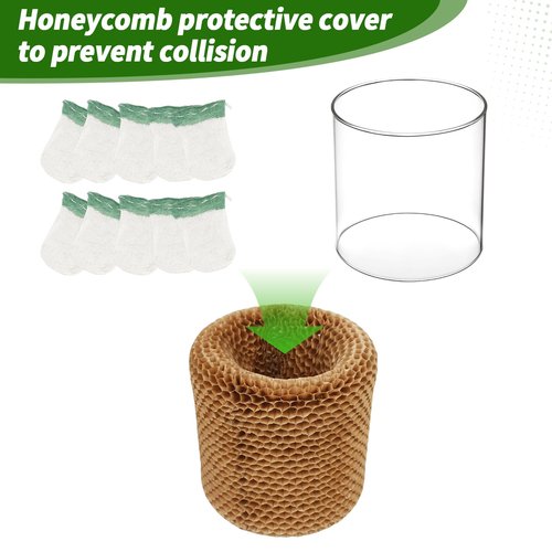 10 Propane Lantern Mantles and 1 Lantern Glass Globe Replacement Parts, Compatible with Coleman Kerosene Lanterns, Propane Lantern Mantle Replacement Suitable for Outdoor Camping Propane Lantern