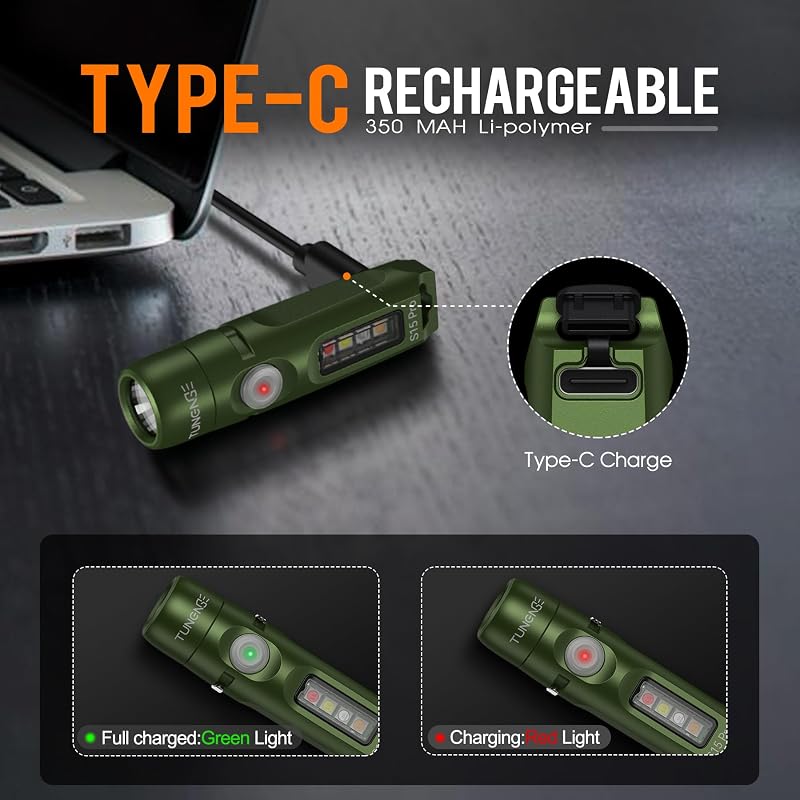 S15PRO Rechargeable Keychain Flashlight 750 Lumen with COB – Green (Variation of THIS listing)