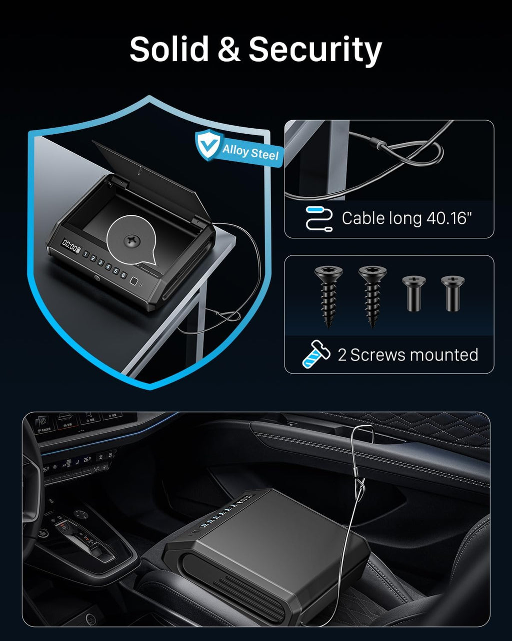 TOPMEDA Large Biometric Gun Safe - Fits 4 Pistols | 100 Fingerprint Sets, Internal Light & Silent Mode