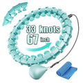 Coolboss Weighted Workout Hula Circle 33 Knots Infinity Hoola Fit Hoop Plus Size for Adult Weight Loss - Smart Exercise Waist Ring, Detachable & Adjustment Silent Fitted Equipment Cyan