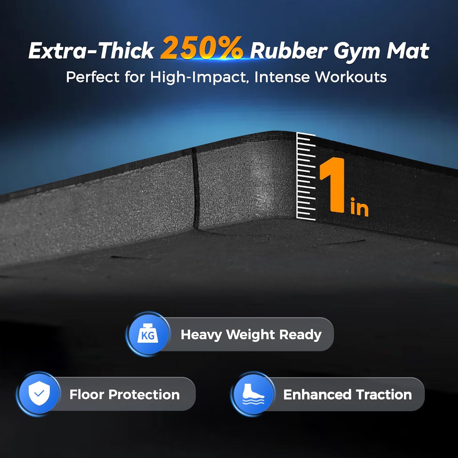 SUPERJARE Extra-Thick Rubber Exercise Mat - Interlocking Gym Flooring Tiles, 12 Pcs, 48 Sq Ft, Black/Grey