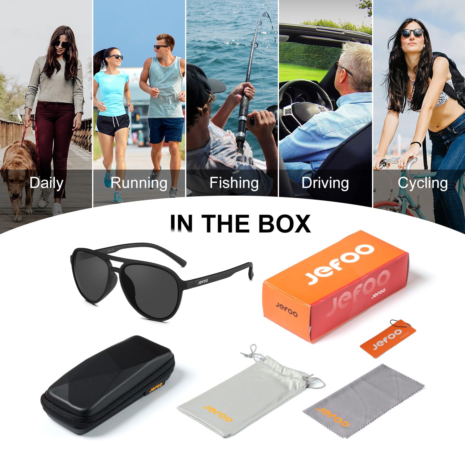 Jefoo Polarized Sunglasses for Women Men Retro Trendy Aviator Mens Shades Sun Glasses 100% UV Protection