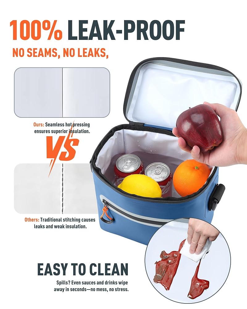 Blue Small 7-Can Soft Cooler Bag - Insulated Waterproof Lunch Box