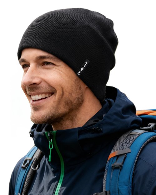 FURTALK Winter Beanie Hat Men Women Fleece Lining Winter Hats Windproof Knitted Warm Stretchable Cuffless Beanie Black