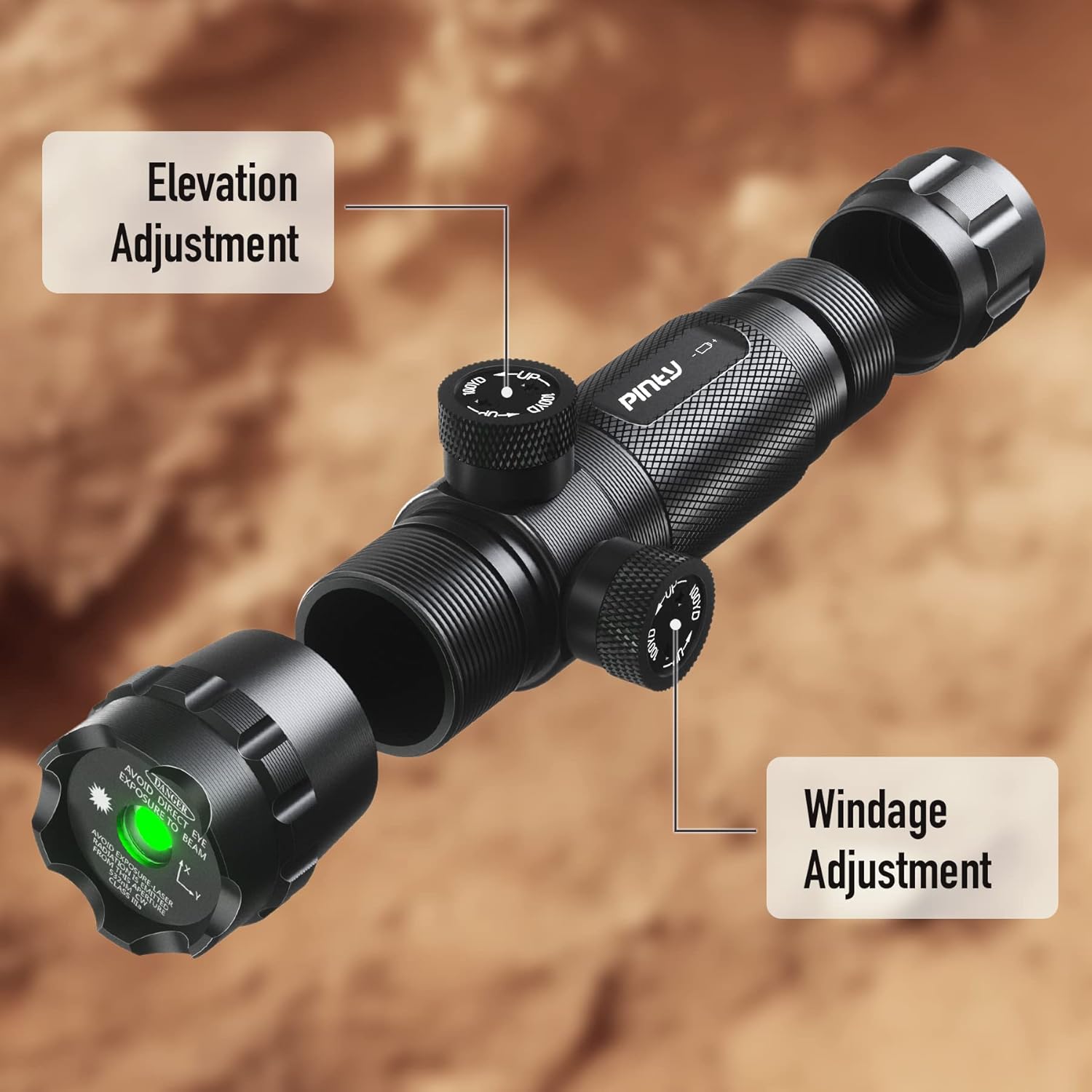 Pinty Green Laser Sight Scope for Hunting Rifles - Adjustable with Mounts for Precision Accuracy