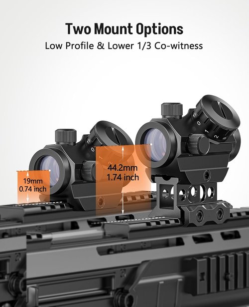 MidTen 2MOA Red Dot Sight - Waterproof & Shockproof 1x25mm Reflex Scope with 1-Inch Riser Mount