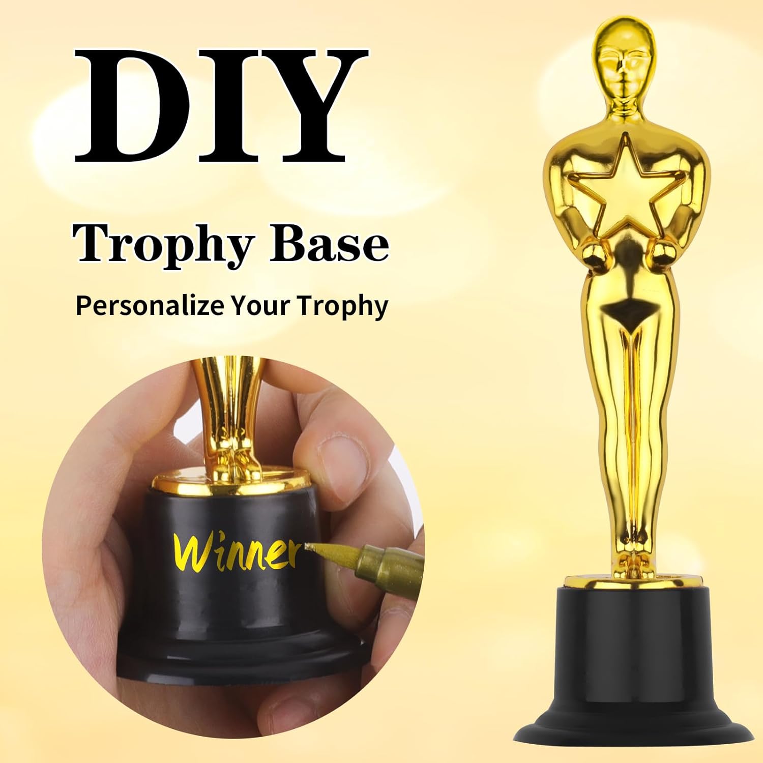 WINKIO Gold Award Trophies - Pack of 6 Mini Plastic Statues for Events, Sports & Appreciation Gifts