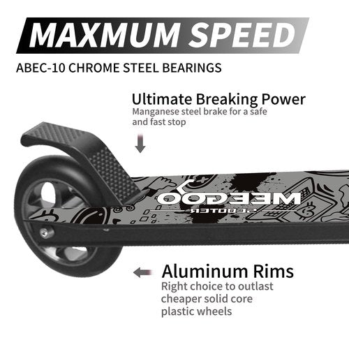 MEE GOO Pro Freestyle Scooter - Lightweight Aluminum Deck, 110mm Wheels ABEC-10 Bearings, Supports 220 lbs, for Skate Park Tricks BeginnersTeens&Adults(Grey-NEW)