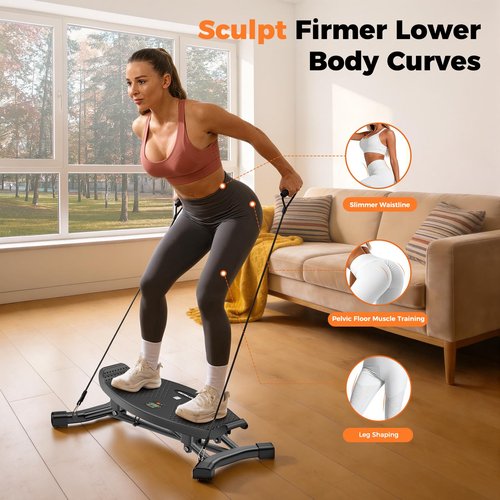 Balance Board for Full Body Workout, Wobble Board with LCD Monitor & Resistance Bands, 300 lbs Capacity Portable Rocker Board for Home Gym, Cardio, Core & Leg Training (Black)