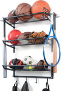 XCSOURCE Garage Sports Equipment Storage Rack - 3 Shelves & 4 Hooks for Organizing Balls & Gear